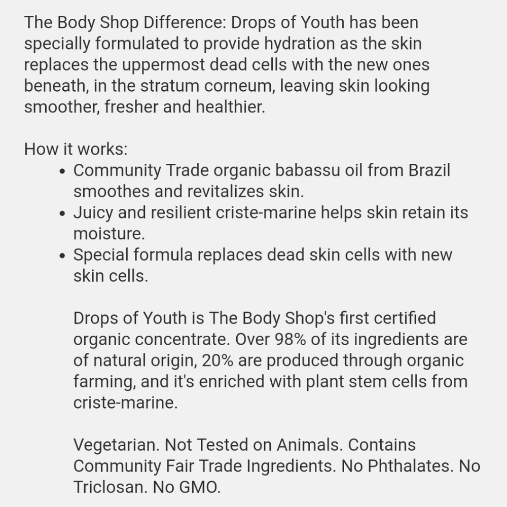 SAMPLE THE BODY SHOP DROPS OF YOUTH CONCENTRATE. - Picture 2 of 3